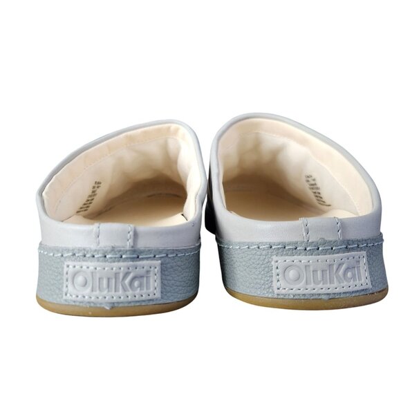 Olukai Leather Mule Slippers Blue Gray Men's Size 12 Loungewear Gift - Picture 4 of 16